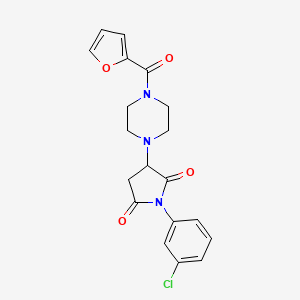 molecular formula C19H18ClN3O4 B4046357 1-(3-chlorophenyl)-3-[4-(furan-2-carbonyl)piperazin-1-yl]pyrrolidine-2,5-dione 