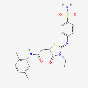 2-(2-{[4-(aminosulfonyl)phenyl]imino}-3-ethyl-4-oxo-1,3-thiazolidin-5-yl)-N-(2,5-dimethylphenyl)acetamide