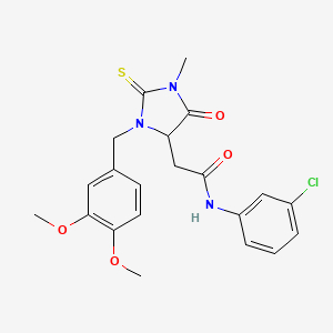 molecular formula C21H22ClN3O4S B4046408 N-(3-chlorophenyl)-2-[3-(3,4-dimethoxybenzyl)-1-methyl-5-oxo-2-thioxoimidazolidin-4-yl]acetamide 