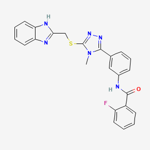 molecular formula C24H19FN6OS B4046409 N-(3-{5-[(1H-benzimidazol-2-ylmethyl)thio]-4-methyl-4H-1,2,4-triazol-3-yl}phenyl)-2-fluorobenzamide 