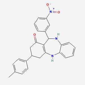 molecular formula C26H23N3O3 B4046413 3-(4-methylphenyl)-11-(3-nitrophenyl)-2,3,4,5,10,11-hexahydro-1H-dibenzo[b,e][1,4]diazepin-1-one 