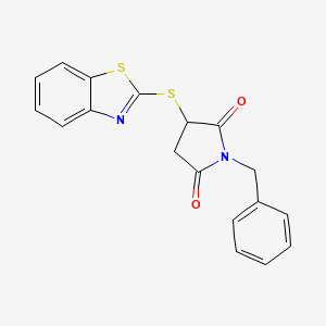 molecular formula C18H14N2O2S2 B4046428 3-(1,3-Benzothiazol-2-ylsulfanyl)-1-benzylpyrrolidine-2,5-dione 