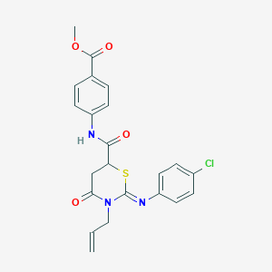 molecular formula C22H20ClN3O4S B4046476 methyl 4-({[(2Z)-2-[(4-chlorophenyl)imino]-4-oxo-3-(prop-2-en-1-yl)-1,3-thiazinan-6-yl]carbonyl}amino)benzoate 