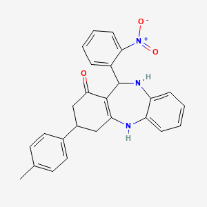 molecular formula C26H23N3O3 B4046503 3-(4-甲基苯基)-11-(2-硝基苯基)-2,3,4,5,10,11-六氢-1H-二苯并[b,e][1,4]二氮杂卓-1-酮 