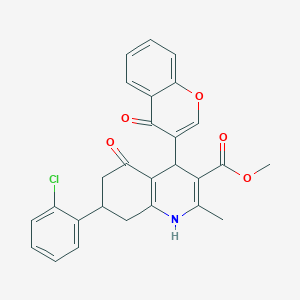 methyl 7-(2-chlorophenyl)-2-methyl-5-oxo-4-(4-oxo-4H-chromen-3-yl)-1,4,5,6,7,8-hexahydroquinoline-3-carboxylate