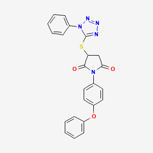 molecular formula C23H17N5O3S B4046522 1-(4-phenoxyphenyl)-3-[(1-phenyl-1H-tetrazol-5-yl)sulfanyl]pyrrolidine-2,5-dione 