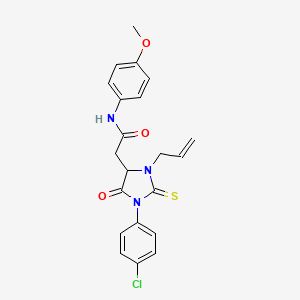 molecular formula C21H20ClN3O3S B4046526 2-[1-(4-Chlorophenyl)-5-oxo-3-(prop-2-EN-1-YL)-2-sulfanylideneimidazolidin-4-YL]-N-(4-methoxyphenyl)acetamide 