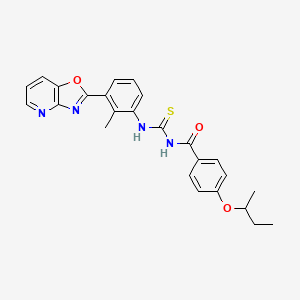 molecular formula C25H24N4O3S B4046551 4-仲丁氧基-N-{[(2-甲基-3-[1,3]恶唑并[4,5-b]吡啶-2-基苯基)氨基]羰基硫代}苯甲酰胺 