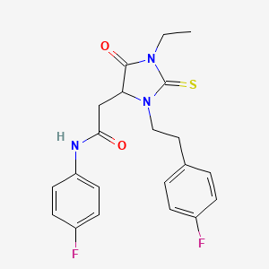 molecular formula C21H21F2N3O2S B4046568 2-{1-乙基-3-[2-(4-氟苯基)乙基]-5-氧代-2-硫代-4-咪唑烷基}-N-(4-氟苯基)乙酰胺 