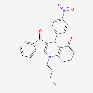 molecular formula C26H24N2O4 B4046569 5-butyl-10-(4-nitrophenyl)-6,7,8,10-tetrahydro-5H-indeno[1,2-b]quinoline-9,11-dione 