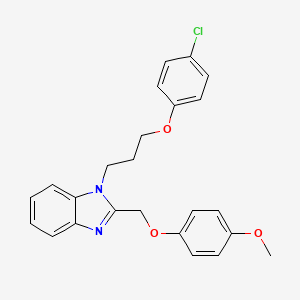 molecular formula C24H23ClN2O3 B4046599 1-[3-(4-CHLOROPHENOXY)PROPYL]-2-[(4-METHOXYPHENOXY)METHYL]-1H-1,3-BENZIMIDAZOLE 