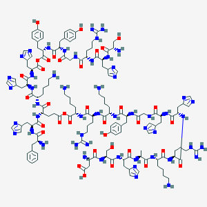 (3S)-3-amino-4-[[(2S)-1-[[(2S)-1-[[(2S)-1-[[(2S)-6-amino-1-[[(2S)-1-[[(2S)-1-[[(2S)-1-[[2-[[(2S)-1-[[(2S)-6-amino-1-[[(2S)-1-[[(2S)-6-amino-1-[(4S)-5-[[(2S)-6-amino-1-[[(2S)-1-[[(2S)-1-[(2S)-2-[[(2S)-2-[[2-[[(2S)-2-[[(2S)-2-[[(2S)-2-amino-3-hydroxypropanoyl]amino]-3-(4H-imidazol-4-yl)propanoyl]amino]-5-carbamimidamidopentanoyl]amino]acetyl]amino]-3-(4-hydroxyphenyl)propanoyl]amino]-3-(4-hydroxyphenyl)propanoyl]oxy-3-(4H-imidazol-4-yl)-1-oxopropan-2-yl]amino]-3-(4H-imidazol-4-yl)-1-oxopropan-2-yl]amino]-1-oxohexan-2-yl]amino]-4-[[(2S)-2-[[(2S)-2-amino-3-phenylpropanoyl]amino]-3-(4H-imidazol-4-yl)propanoyl]amino]-5-oxopentanoyl]oxy-1-oxohexan-2-yl]amino]-5-carbamimidamido-1-oxopentan-2-yl]amino]-1-oxohexan-2-yl]amino]-3-(4-hydroxyphenyl)-1-oxopropan-2-yl]amino]-2-oxoethyl]amino]-3-(4H-imidazol-4-yl)-1-oxopropan-2-yl]amino]-3-(4H-imidazol-4-yl)-1-oxopropan-2-yl]amino]-5-carbamimidamido-1-oxopentan-2-yl]amino]-1-oxohexan-2-yl]amino]-1-oxopropan-2-yl]amino]-3-(4H-imidazol-4-yl)-1-oxopropan-2-yl]amino]-3-hydroxy-1-oxopropan-2-yl]amino]-4-oxobutanoic acid