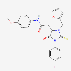 molecular formula C23H20FN3O4S B4046633 2-[1-(4-fluorophenyl)-3-(furan-2-ylmethyl)-5-oxo-2-thioxoimidazolidin-4-yl]-N-(4-methoxyphenyl)acetamide 