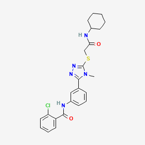 molecular formula C24H26ClN5O2S B4046639 2-chloro-N-[3-(5-{[2-(cyclohexylamino)-2-oxoethyl]sulfanyl}-4-methyl-4H-1,2,4-triazol-3-yl)phenyl]benzamide 