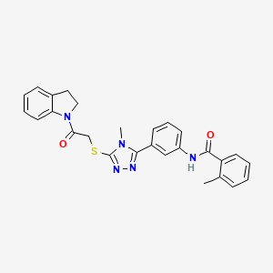 molecular formula C27H25N5O2S B4046659 N-[3-(5-{[2-(2,3-二氢-1H-吲哚-1-基)-2-氧代乙基]硫}-4-甲基-4H-1,2,4-三唑-3-基)苯基]-2-甲基苯甲酰胺 