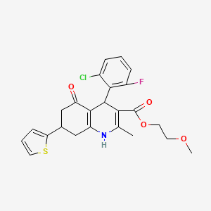 2-Methoxyethyl 4-(2-chloro-6-fluorophenyl)-2-methyl-5-oxo-7-(thiophen-2-yl)-1,4,5,6,7,8-hexahydroquinoline-3-carboxylate