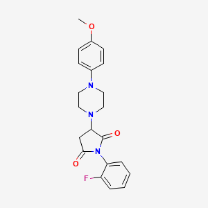 molecular formula C21H22FN3O3 B4046698 1-(2-Fluorophenyl)-3-[4-(4-methoxyphenyl)piperazin-1-yl]pyrrolidine-2,5-dione 