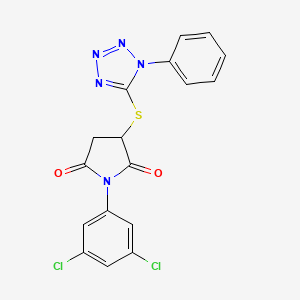 molecular formula C17H11Cl2N5O2S B4046718 1-(3,5-dichlorophenyl)-3-[(1-phenyl-1H-tetrazol-5-yl)sulfanyl]pyrrolidine-2,5-dione 