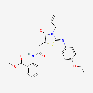 Methyl 2-[[2-[2-(4-ethoxyphenyl)imino-4-oxo-3-prop-2-enyl-1,3-thiazolidin-5-yl]acetyl]amino]benzoate