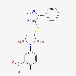 molecular formula C17H11FN6O4S B4046743 1-(4-氟-3-硝基苯基)-3-[(1-苯基-1H-四唑-5-基)硫]-2,5-吡咯烷二酮 