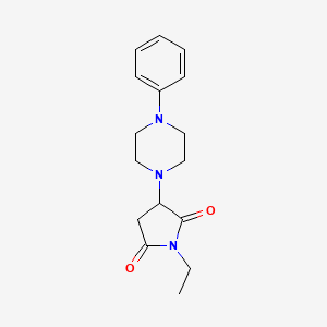 molecular formula C16H21N3O2 B4046749 1-乙基-3-(4-苯基-1-哌嗪基)-2,5-吡咯烷二酮 