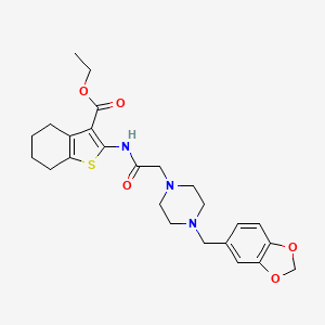 molecular formula C25H31N3O5S B4046766 ethyl 2-({[4-(1,3-benzodioxol-5-ylmethyl)-1-piperazinyl]acetyl}amino)-4,5,6,7-tetrahydro-1-benzothiophene-3-carboxylate 