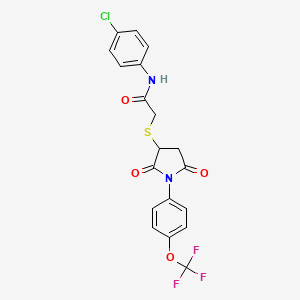 molecular formula C19H14ClF3N2O4S B4046782 N-(4-chlorophenyl)-2-({2,5-dioxo-1-[4-(trifluoromethoxy)phenyl]pyrrolidin-3-yl}sulfanyl)acetamide 