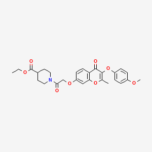 molecular formula C27H29NO8 B4046790 1-({[3-(4-甲氧基苯氧基)-2-甲基-4-氧代-4H-色满-7-基]氧基}乙酰基)-4-哌啶甲酸乙酯 