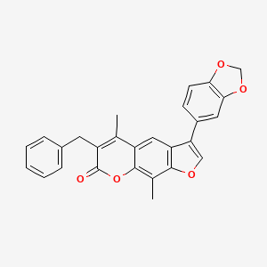 molecular formula C27H20O5 B4046796 3-(1,3-benzodioxol-5-yl)-6-benzyl-5,9-dimethyl-7H-furo[3,2-g]chromen-7-one 