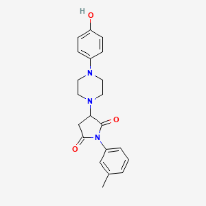 molecular formula C21H23N3O3 B4046799 3-[4-(4-Hydroxyphenyl)piperazin-1-yl]-1-(3-methylphenyl)pyrrolidine-2,5-dione 