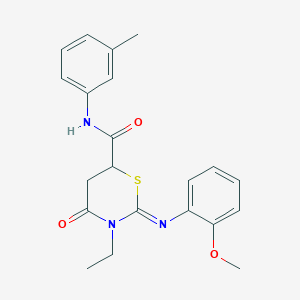 3-ethyl-2-(2-methoxyphenyl)imino-N-(3-methylphenyl)-4-oxo-1,3-thiazinane-6-carboxamide