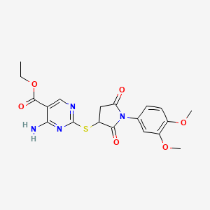 ethyl 4-amino-2-{[1-(3,4-dimethoxyphenyl)-2,5-dioxo-3-pyrrolidinyl]thio}-5-pyrimidinecarboxylate