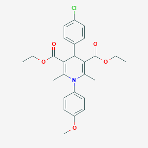 molecular formula C26H28ClNO5 B404686 Diethyl 4-(4-chlorophenyl)-1-(4-methoxyphenyl)-2,6-dimethyl-1,4-dihydro-3,5-pyridinedicarboxylate CAS No. 146763-33-9