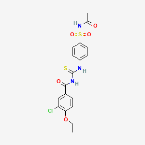 molecular formula C18H18ClN3O5S2 B4046928 N-{[4-(acetylsulfamoyl)phenyl]carbamothioyl}-3-chloro-4-ethoxybenzamide 