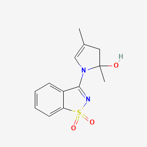 molecular formula C13H14N2O3S B4046943 1-(1,1-二氧化-1,2-苯并异噻唑-3-基)-2,4-二甲基-2,3-二氢-1H-吡咯-2-醇 