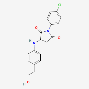 molecular formula C18H17ClN2O3 B4046976 1-(4-Chlorophenyl)-3-{[4-(2-hydroxyethyl)phenyl]amino}pyrrolidine-2,5-dione 