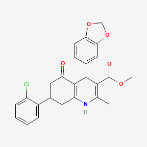 molecular formula C25H22ClNO5 B4046986 METHYL 4-(2H-1,3-BENZODIOXOL-5-YL)-7-(2-CHLOROPHENYL)-2-METHYL-5-OXO-1,4,5,6,7,8-HEXAHYDROQUINOLINE-3-CARBOXYLATE 