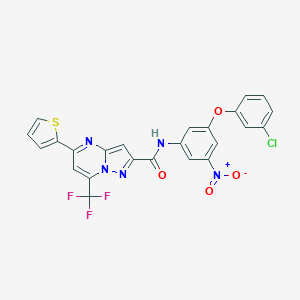 molecular formula C24H13ClF3N5O4S B404699 N-{3-(3-chlorophenoxy)-5-nitrophenyl}-5-(2-thienyl)-7-(trifluoromethyl)pyrazolo[1,5-a]pyrimidine-2-carboxamide 