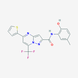 molecular formula C19H13F3N4O2S B404700 N-(2-hydroxy-5-methylphenyl)-5-(2-thienyl)-7-(trifluoromethyl)pyrazolo[1,5-a]pyrimidine-2-carboxamide 