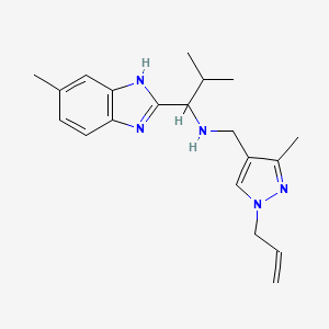 molecular formula C20H27N5 B4047033 N-[(1-allyl-3-methyl-1H-pyrazol-4-yl)methyl]-2-methyl-1-(5-methyl-1H-benzimidazol-2-yl)propan-1-amine 