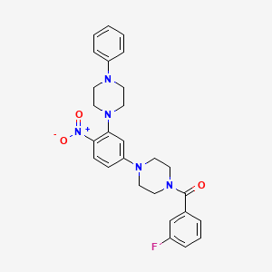 molecular formula C27H28FN5O3 B4047046 1-(3-fluorobenzoyl)-4-[4-nitro-3-(4-phenyl-1-piperazinyl)phenyl]piperazine 