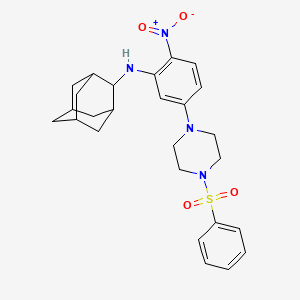 molecular formula C26H32N4O4S B4047052 2-金刚烷基{2-硝基-5-[4-(苯磺酰基)-1-哌嗪基]苯基}胺 