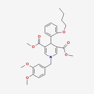 molecular formula C28H33NO7 B4047087 3,5-DIMETHYL 4-(2-BUTOXYPHENYL)-1-[(3,4-DIMETHOXYPHENYL)METHYL]-1,4-DIHYDROPYRIDINE-3,5-DICARBOXYLATE 