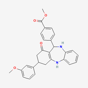 molecular formula C28H26N2O4 B4047107 methyl 4-[3-(3-methoxyphenyl)-1-oxo-2,3,4,5,10,11-hexahydro-1H-dibenzo[b,e][1,4]diazepin-11-yl]benzoate 