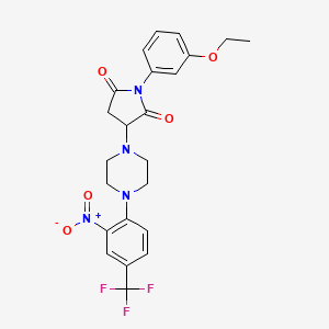 molecular formula C23H23F3N4O5 B4047130 1-(3-乙氧苯基)-3-{4-[2-硝基-4-(三氟甲基)苯基]-1-哌嗪基}-2,5-吡咯烷二酮 