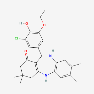 molecular formula C25H29ClN2O3 B4047134 11-(3-氯-5-乙氧基-4-羟基苯基)-3,3,7,8-四甲基-2,3,4,5,10,11-六氢-1H-二苯并[b,e][1,4]二氮杂卓-1-酮 