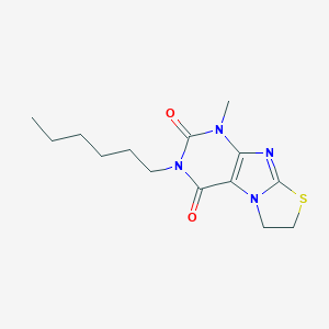 molecular formula C14H20N4O2S B404716 3-hexyl-1-methyl-6,7-dihydro[1,3]thiazolo[2,3-f]purine-2,4(1H,3H)-dione CAS No. 329699-76-5