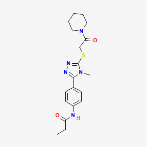 N-[4-(4-methyl-5-{[2-oxo-2-(1-piperidinyl)ethyl]thio}-4H-1,2,4-triazol-3-yl)phenyl]propanamide