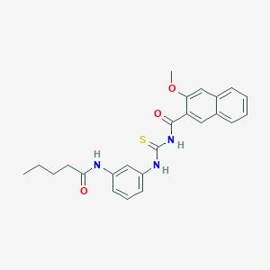 molecular formula C24H25N3O3S B4047214 3-methoxy-N-({[3-(pentanoylamino)phenyl]amino}carbonothioyl)-2-naphthamide 