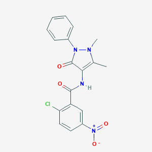 molecular formula C18H15ClN4O4 B404724 2-chloro-N-(1,5-dimethyl-3-oxo-2-phenyl-2,3-dihydro-1H-pyrazol-4-yl)-5-nitrobenzamide CAS No. 301233-14-7